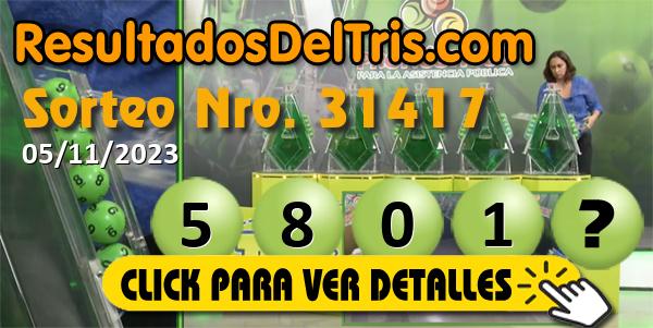 Resultado del sorteo Tris Clásico 31417